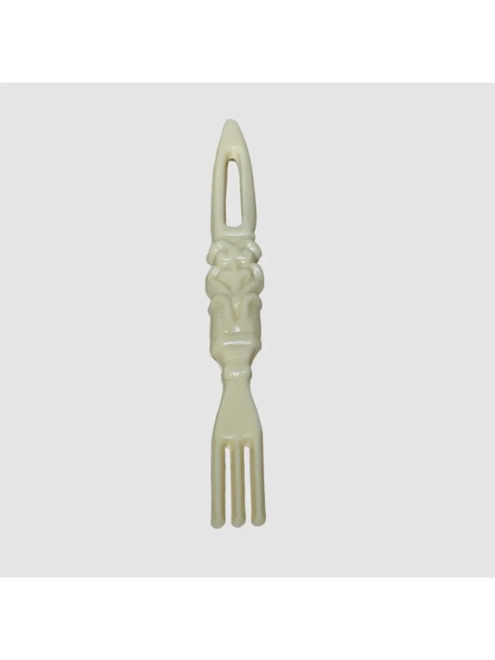 Vintage Appetizer Cocktail Forks Molded Plastic Celluloid Set of 12 Beige Hors d